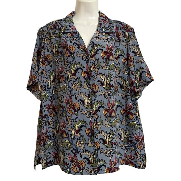 Donnkenny Women  SZ 2X Blouse Vines Leaves Goblincore Casual - Picture 5 of 5